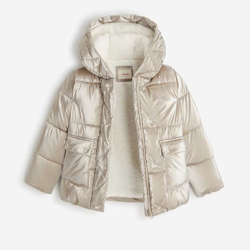 Doudoune courte or fille doublée en sherpa jaune Catimini