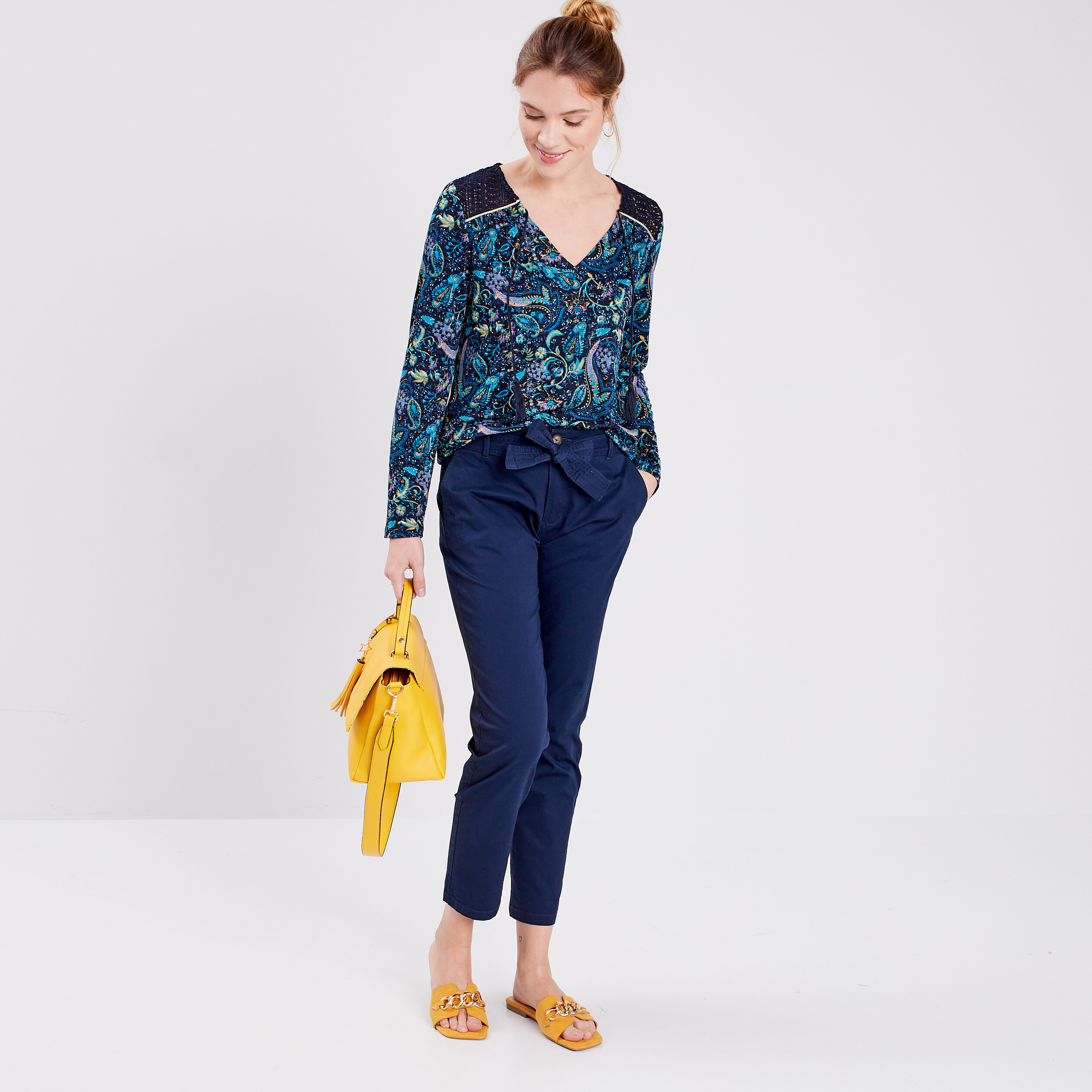 T-shirt manches longues bleu marine femme | La Halle