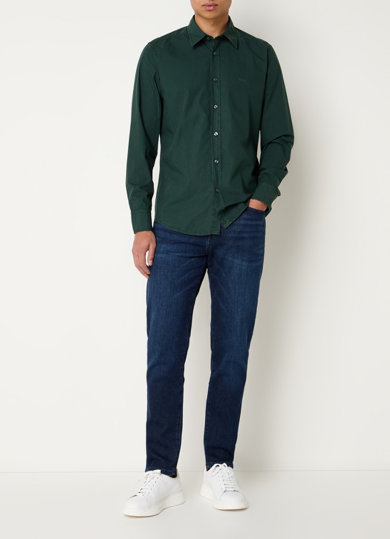 Blugi Hugo Boss Onyx cu imprimeu conic închis la culoare