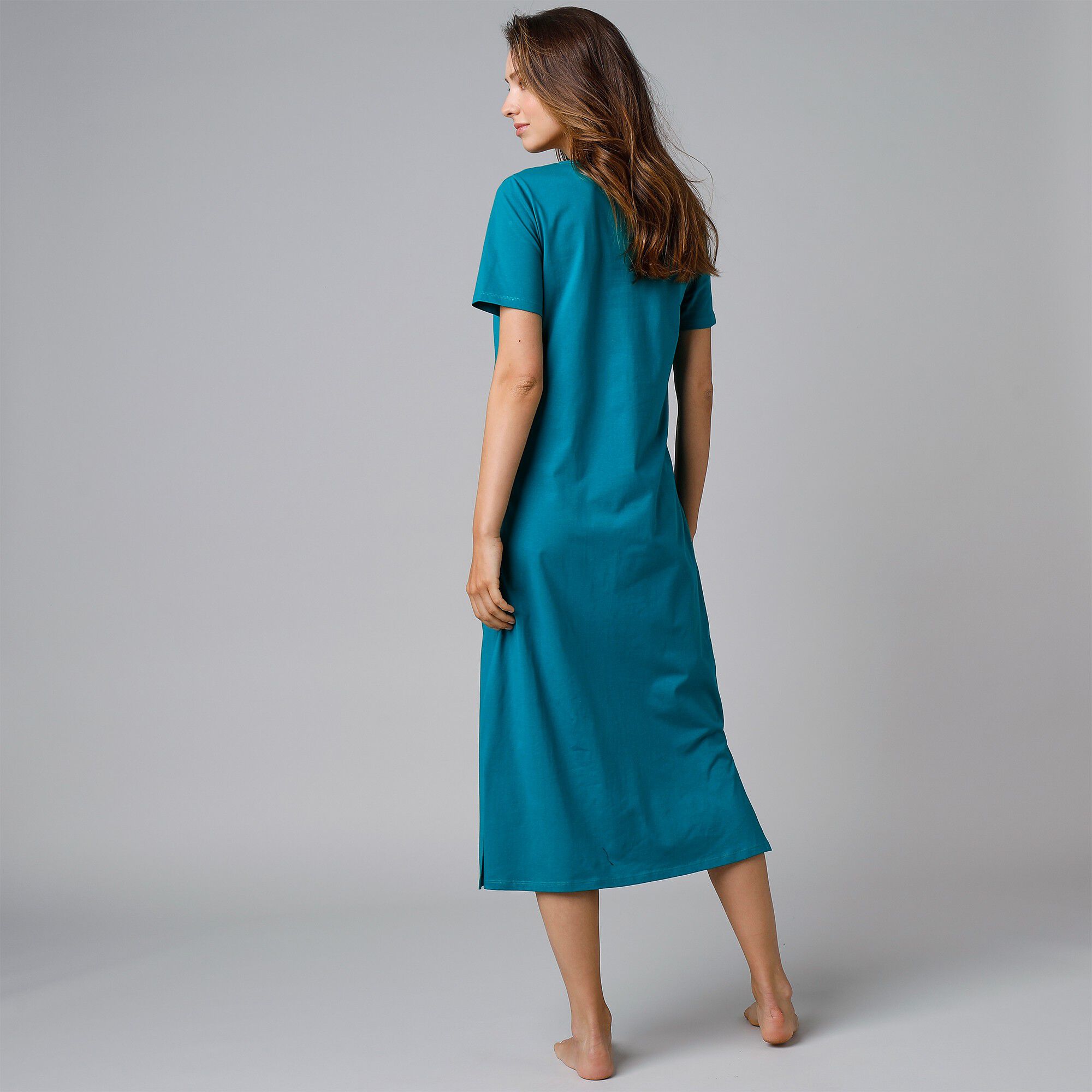 Chemise de nuit longue manches courtes unie