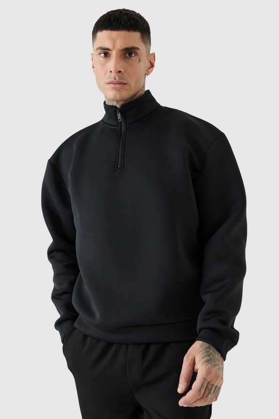 Tall kastiges Oversize Scuba Sweatshirt mit Reißverschluss