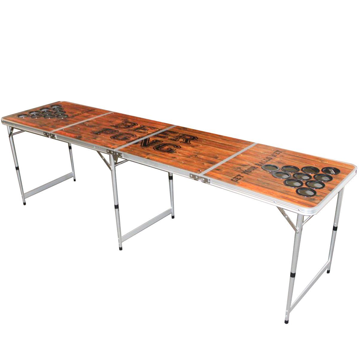 PerfectVibe Klapptisch PerfectVibe Holzoptik Bier-Pong-Tisch mit Löchern Cupholder (1-St)