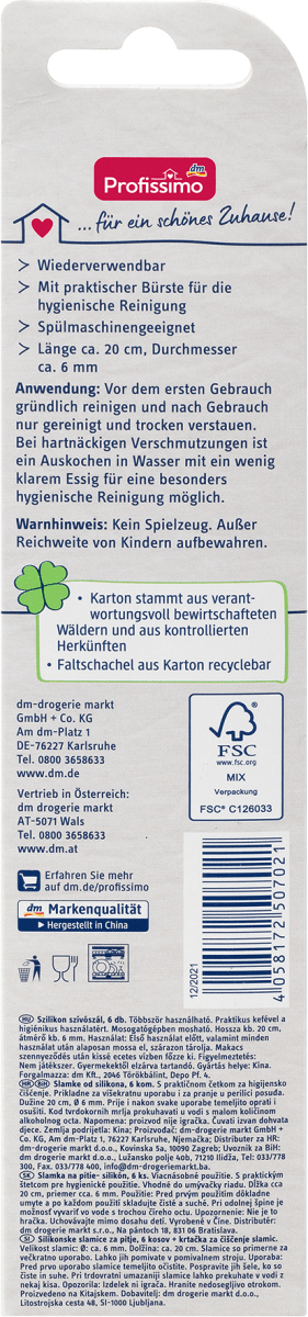 Trinkhalme aus Silikon, 6 St