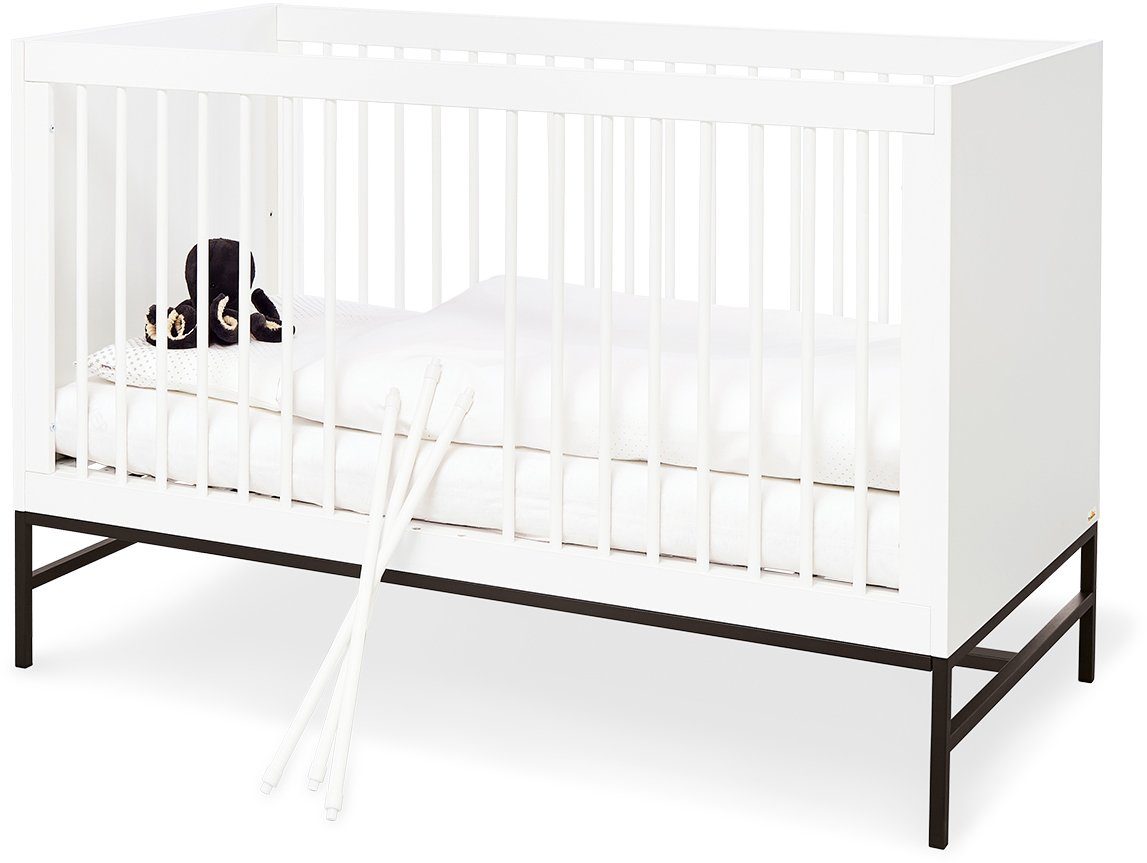 Pinolino® Babymöbel-Set Steel, (Spar-Set, 2-St., Kinderbett, Wickelkommode), extrabreit; mit Kinderbett und Wickelkommode; Made in Europe
