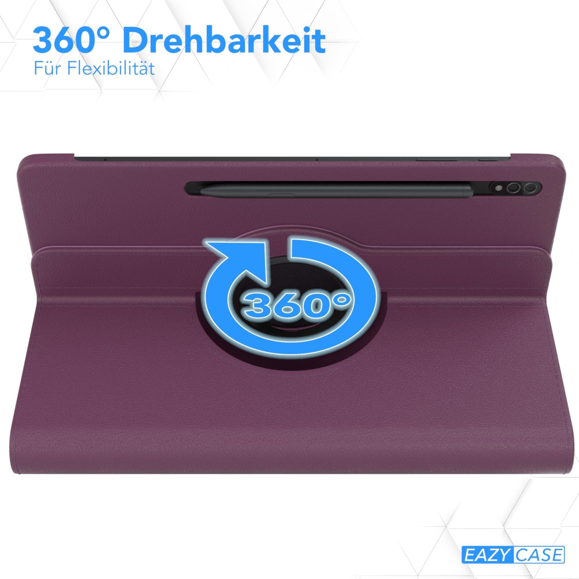 EAZY CASE Tablet-Hülle Rotation Case für Samsung Galaxy Tab S7 Plus / S8+ 12,4 Zoll, Tablet-Hülle Bookstyle Case Fullcover Schutz Tasche Stehfunktion Lila