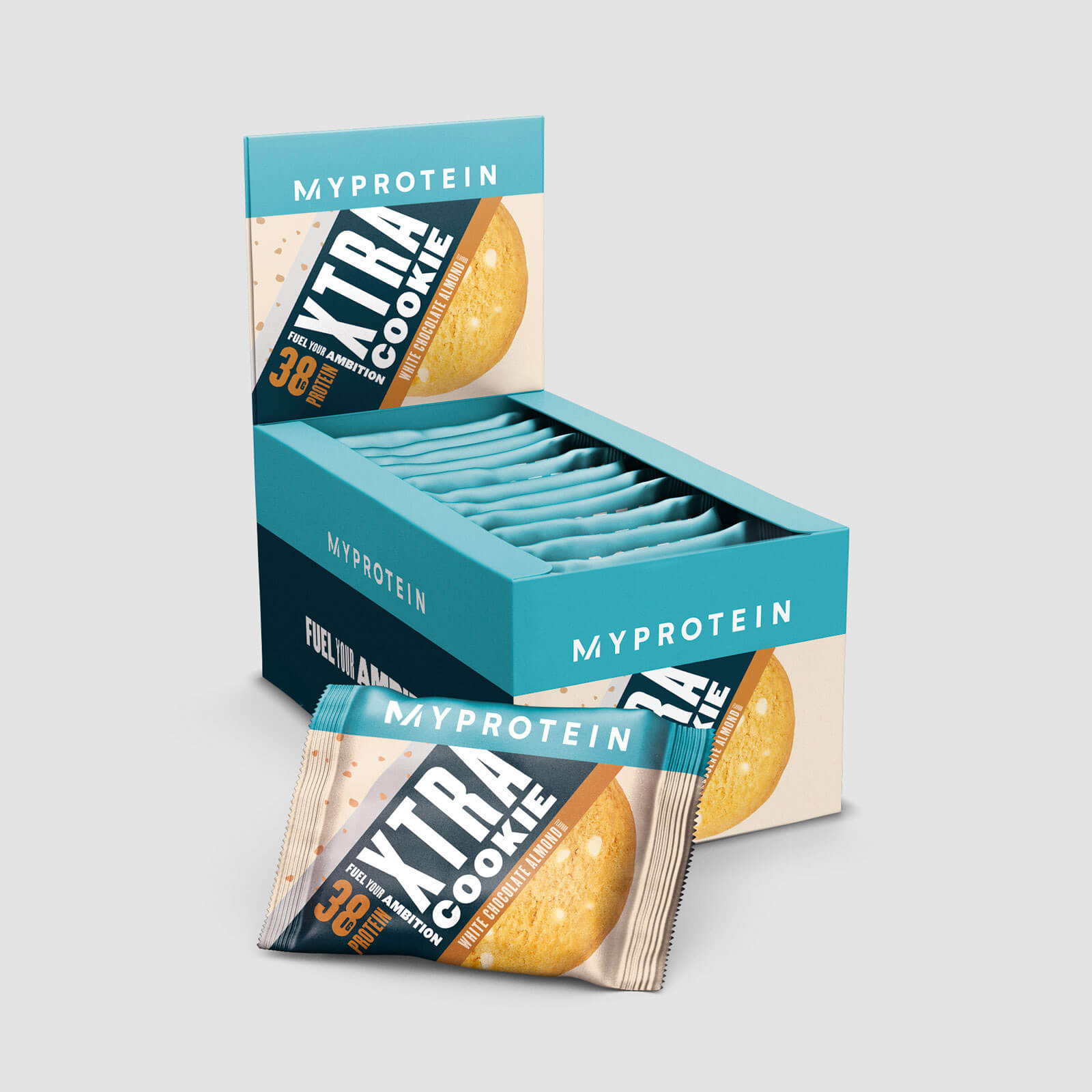 Cookie Protéiné, Chocolate blanc avec des amandes, Boîte, 12 X 75 g