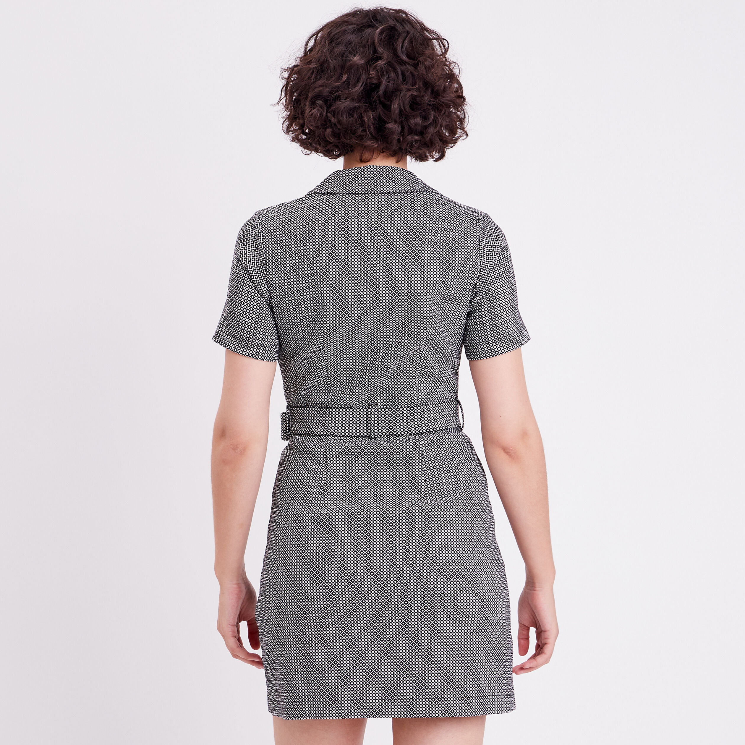 Robe trapèze ceinturée noir femme | Cache Cache