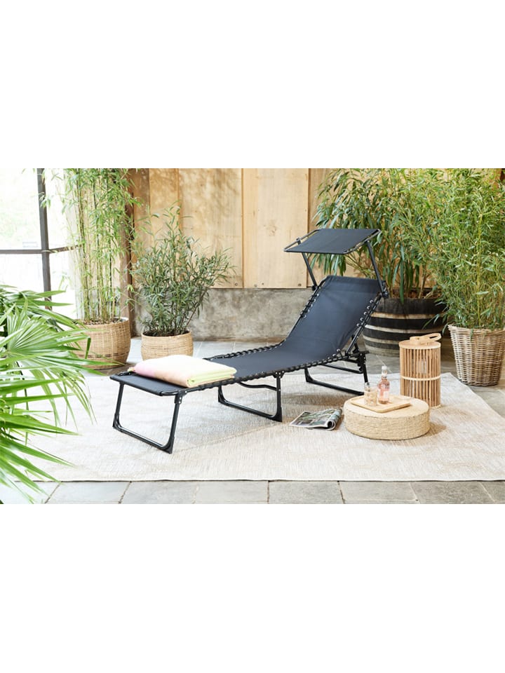 Lifa Living Gartenliege mit Kopfstütze in Schwarz - (L)189 x (B)59 cm günstig kaufen onesize