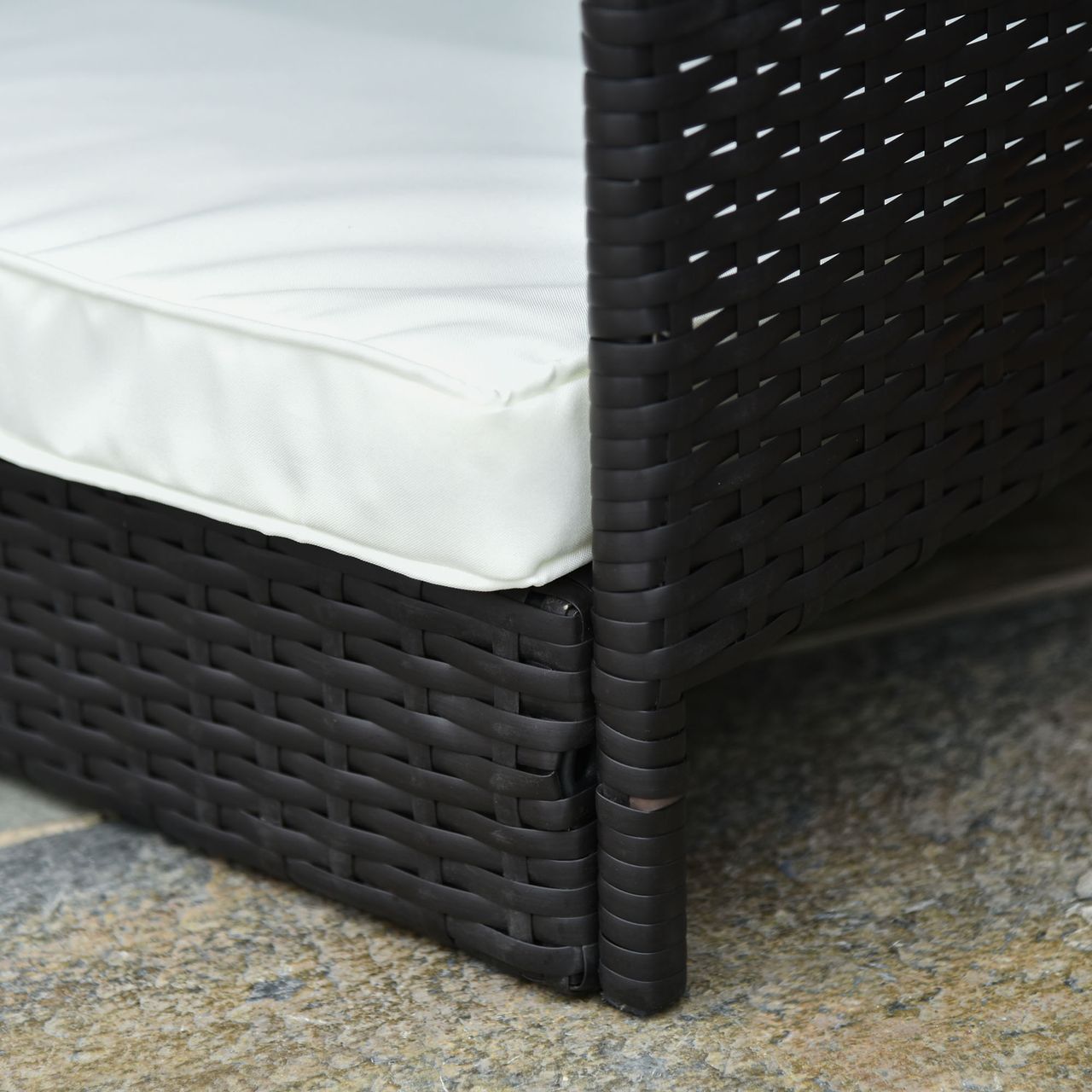 PawHut Rattan Hundehaus Hundebett Kissen Hausform Outdoor Hundehütte Stahl PP