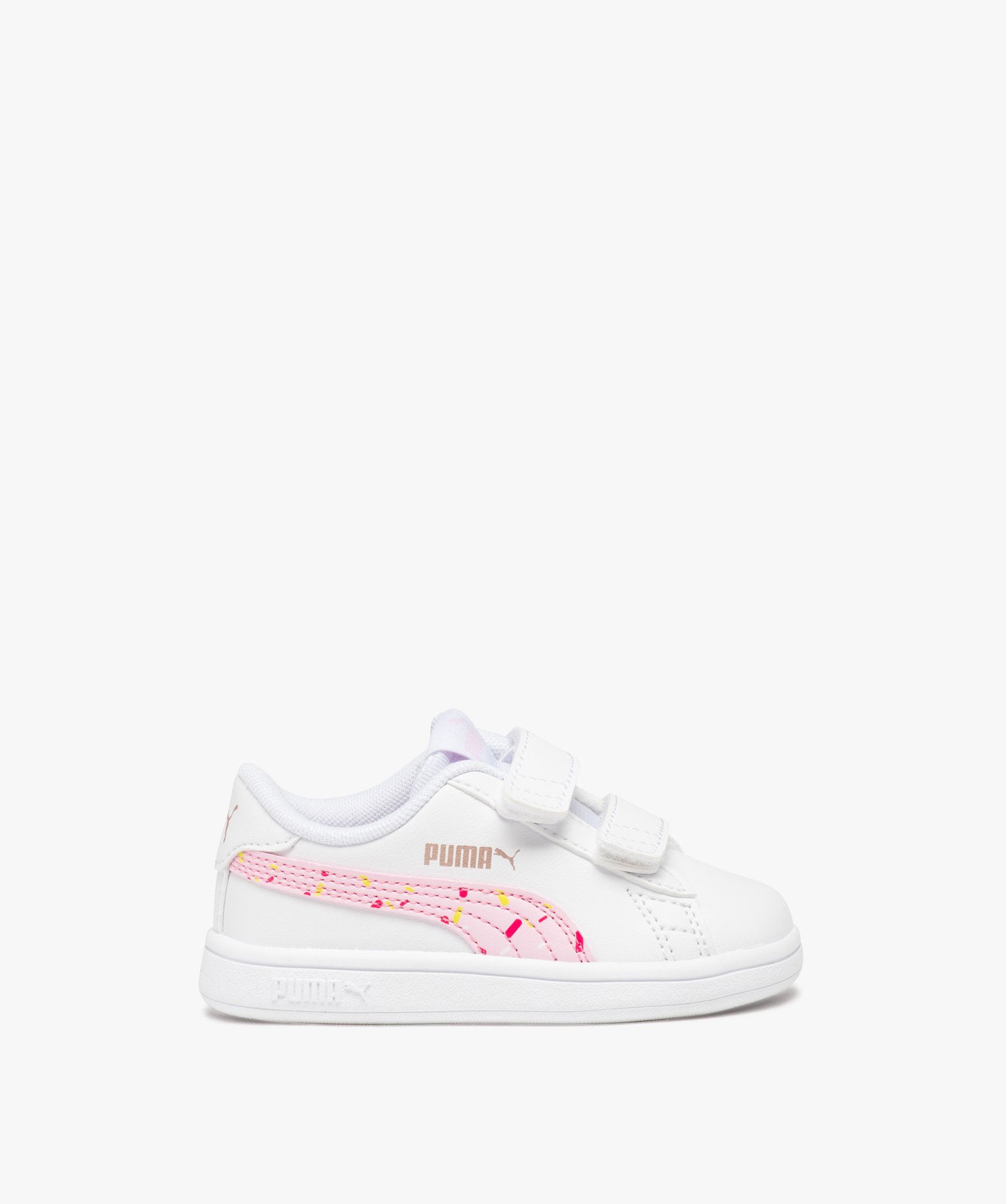 Baskets bébé fille à double scratch - Puma blanc | GEMO