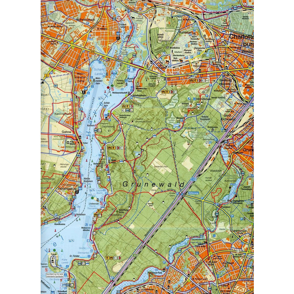 Rad-, Wander- und Gewässerkarte Havelseen 4: Wannsee bis Tegeler See - Fahrradkarte