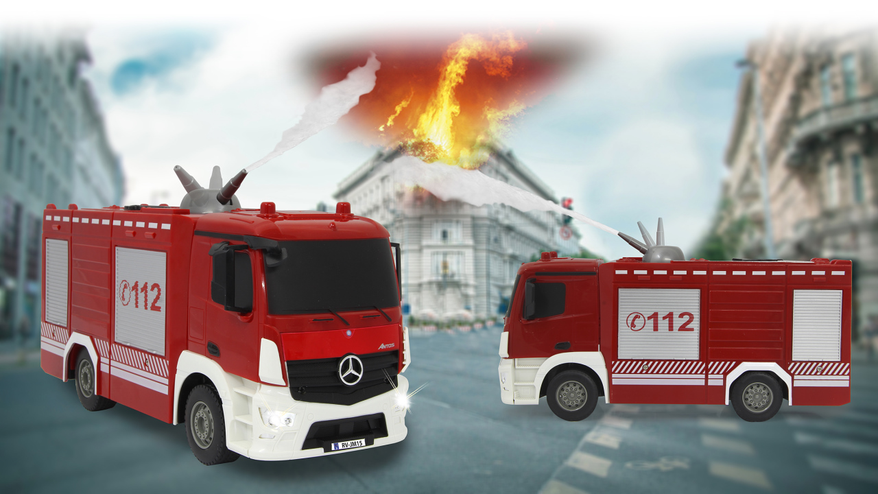 Jamara e.K. JAMARA Feuerwehr TLF mit Spritzfunktion Mercedes-Benz Antos 1:26 2,4GHz