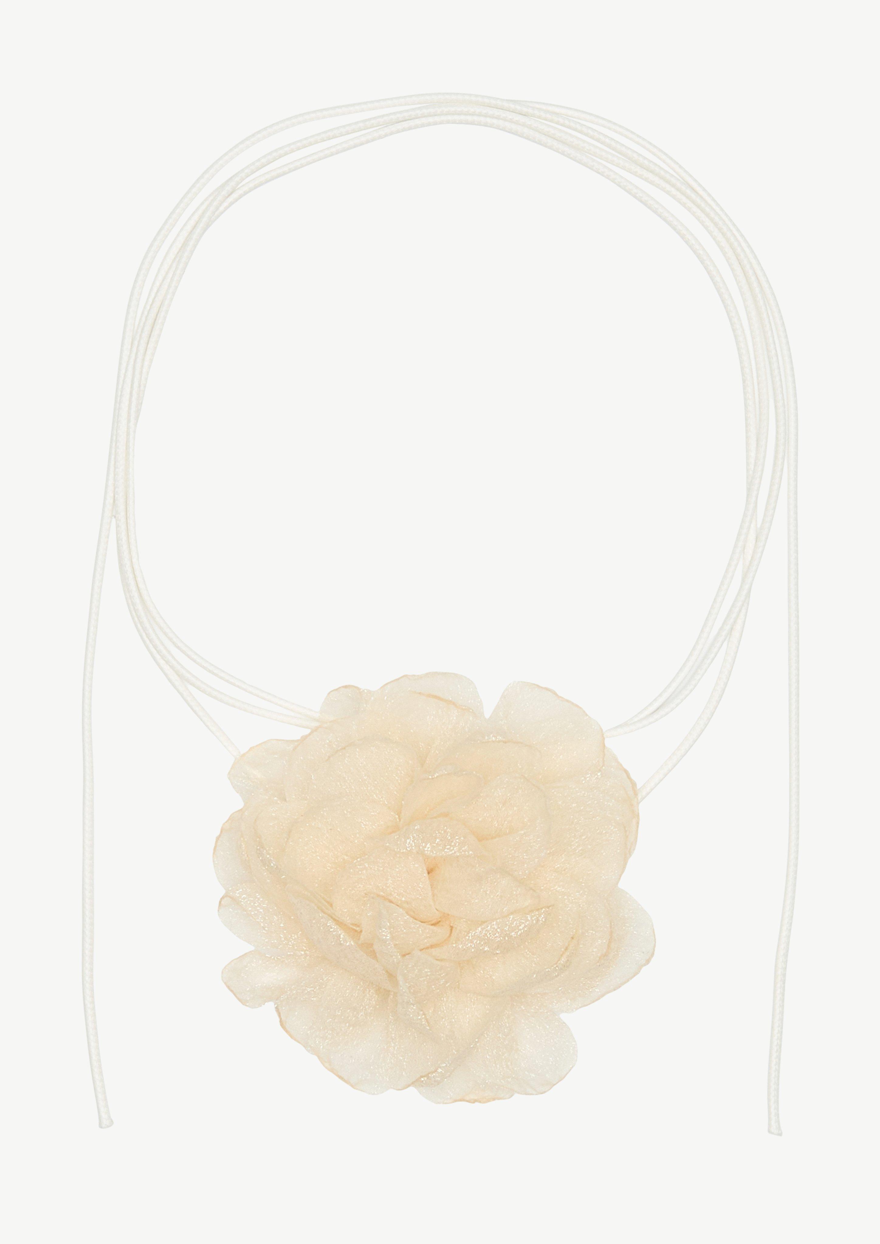 Chiffon-Blume mit Bindeband - helles beige