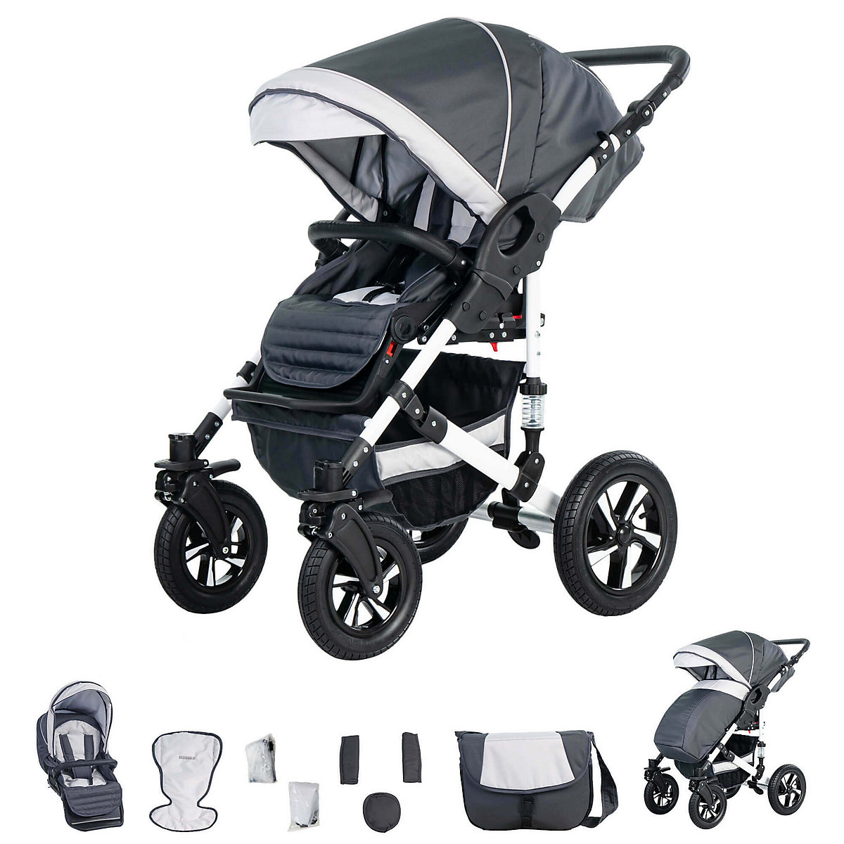 Hamburg | 3 in 1 Kombi Kinderwagen Komplettset | Hartgummireifen Kombikinderwagen