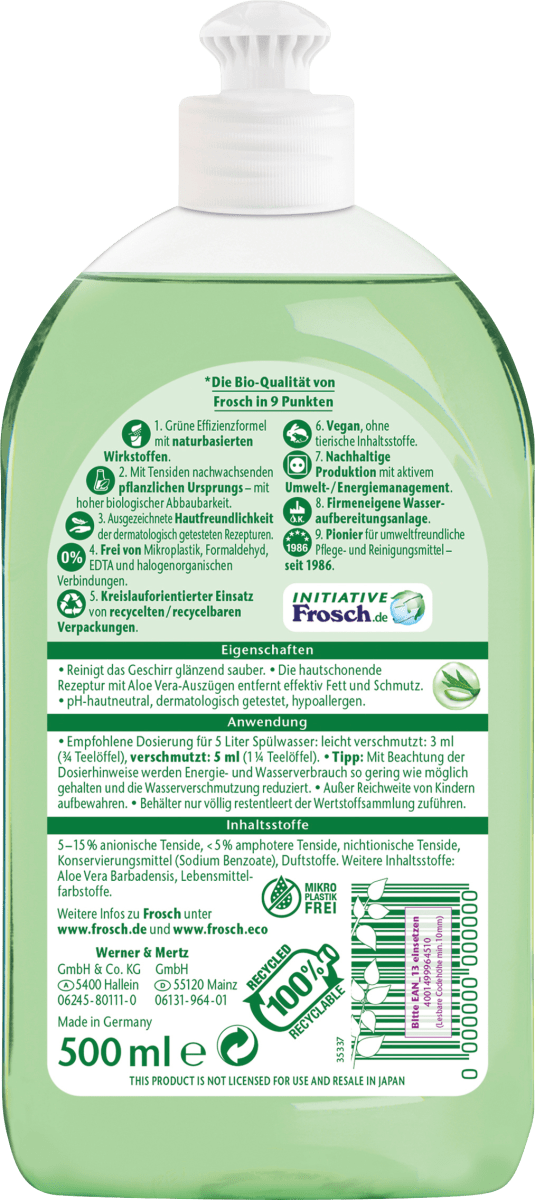 Spülmittel-Lotion Aloe Vera, 500 ml
