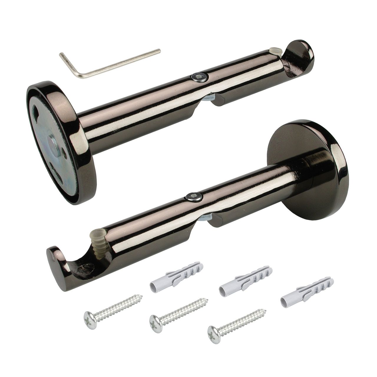 Bella Casa Kombiträger, Träger 2lfg 12 cm für Stilstange Gardinenstange Profilrohr 16 mm Ø, titan, 1 Stück