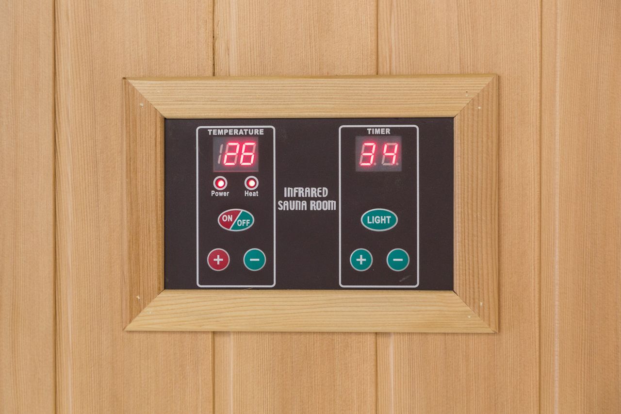 PureHaven Infrarotsauna 120x160x200 cm für 4 Personen Saunaofen aus kanadisches Hemlock-Tannenholz energiesparend Schöpfkelle Saunasteine