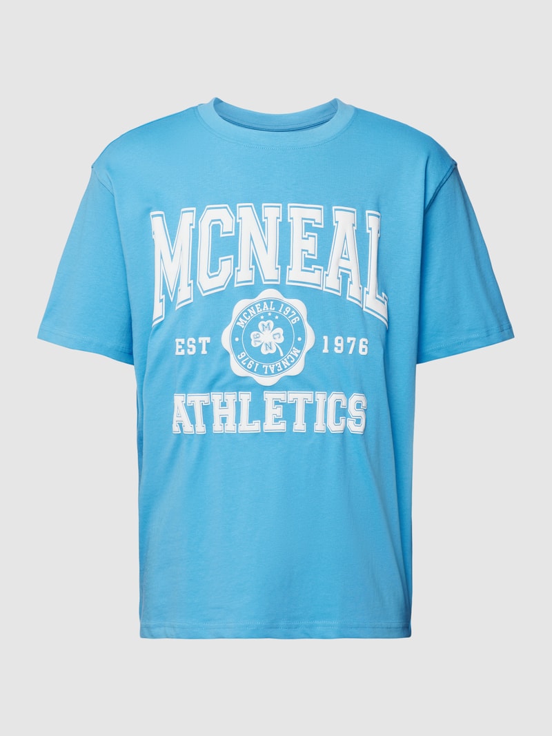T-Shirt mit Label-Details Modell 'TOM' in blau