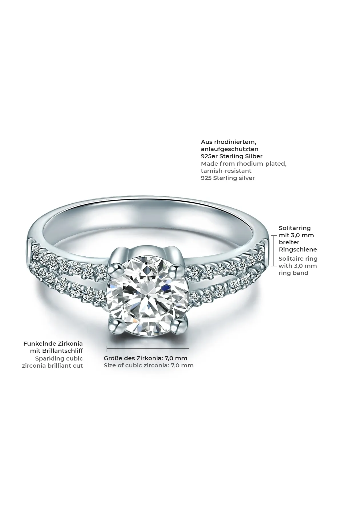 Trilani  Silberring Ring Sterling Silber Zirkonia weiß