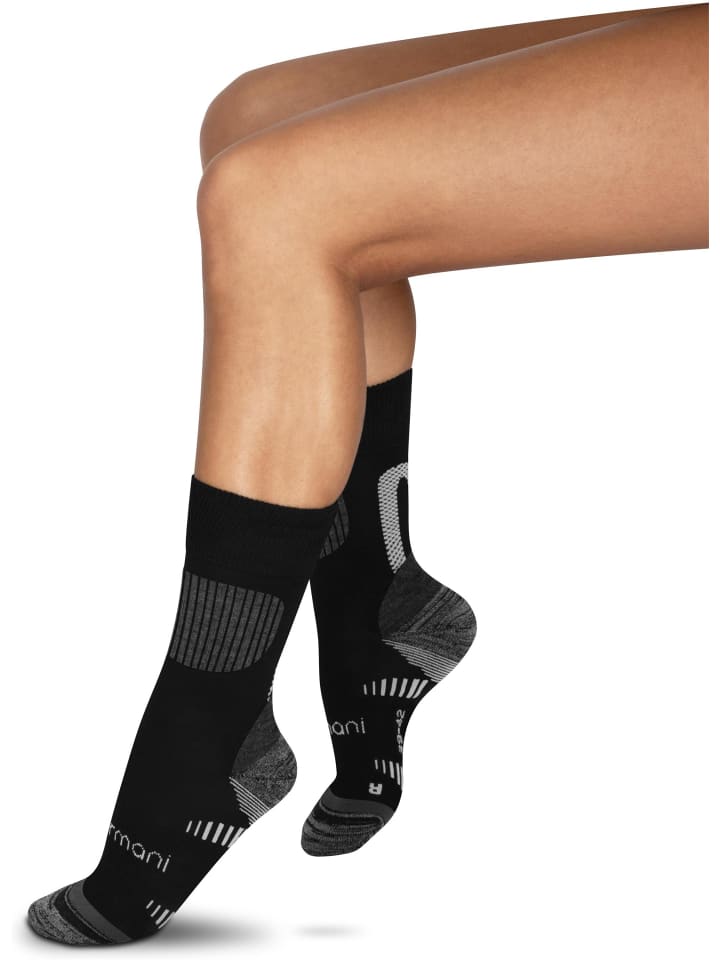normani 2 Merino Trekking Socken mit Frotteesohle in Schwarz günstig kaufen