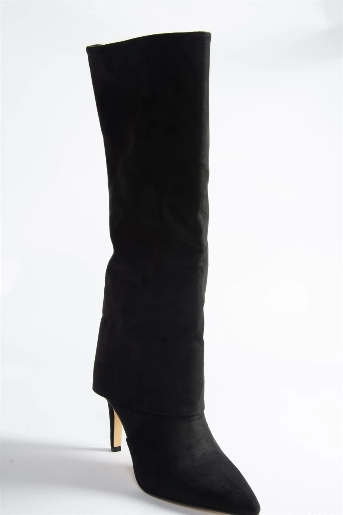 Fox Shoes  Schwarze Wildleder-Damenstiefel mit dünnem Absatz N572570002