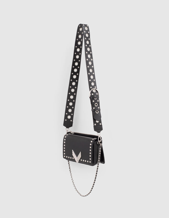 Le sac 111 Janis cuir d'agneau noir rock femme