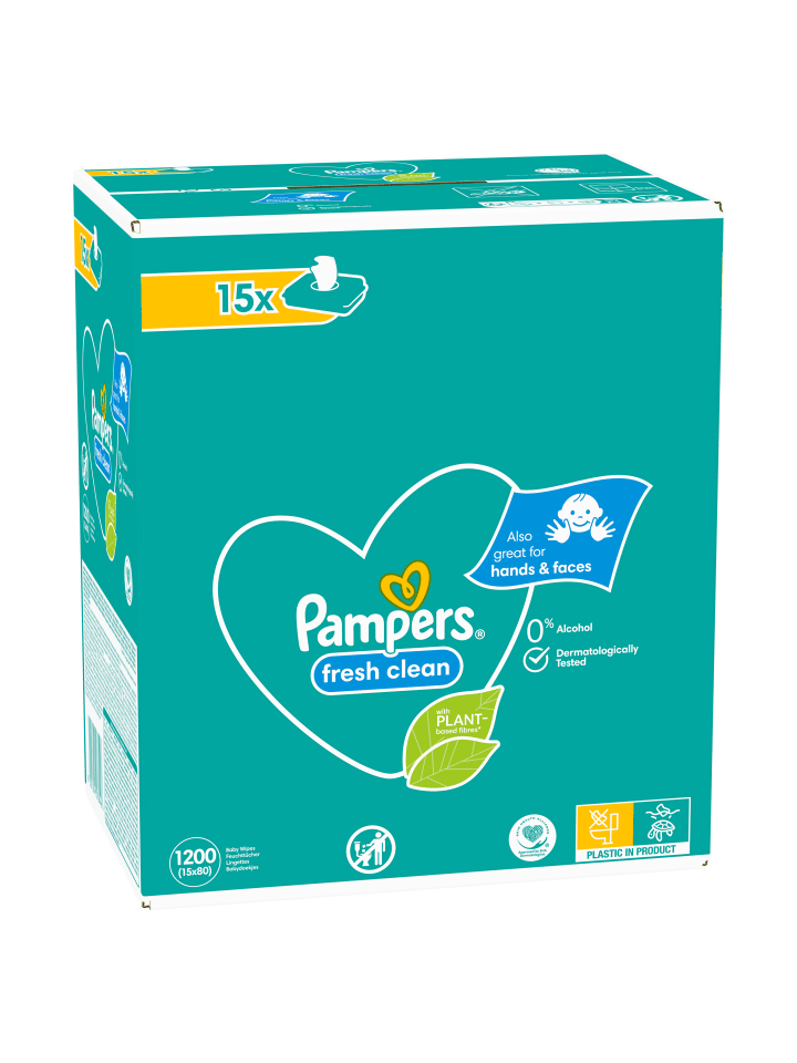 Pampers Pampers Fresh Clean Feuchttücher 15 Packungen = 1200 Feuchttücher günstig kaufen onesize