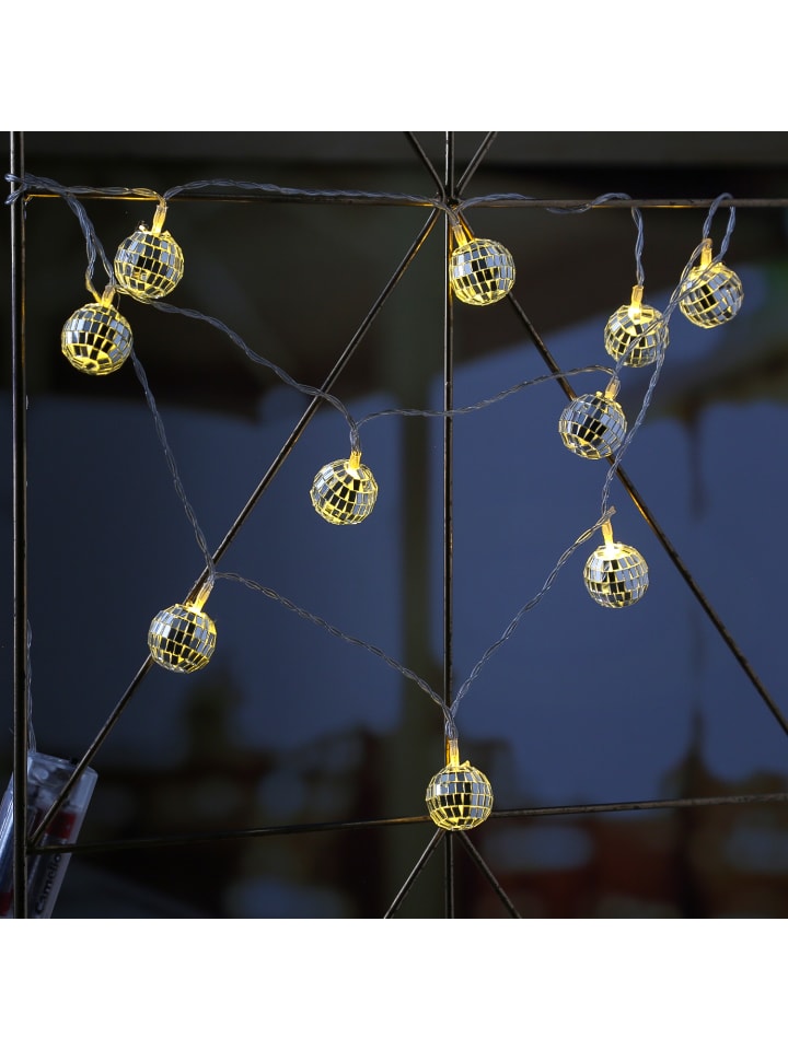 SATISFIRE LED Lichterkette Diskokugel 10 kleine Spiegelkugeln L: 1,35m in silber günstig kaufen onesize