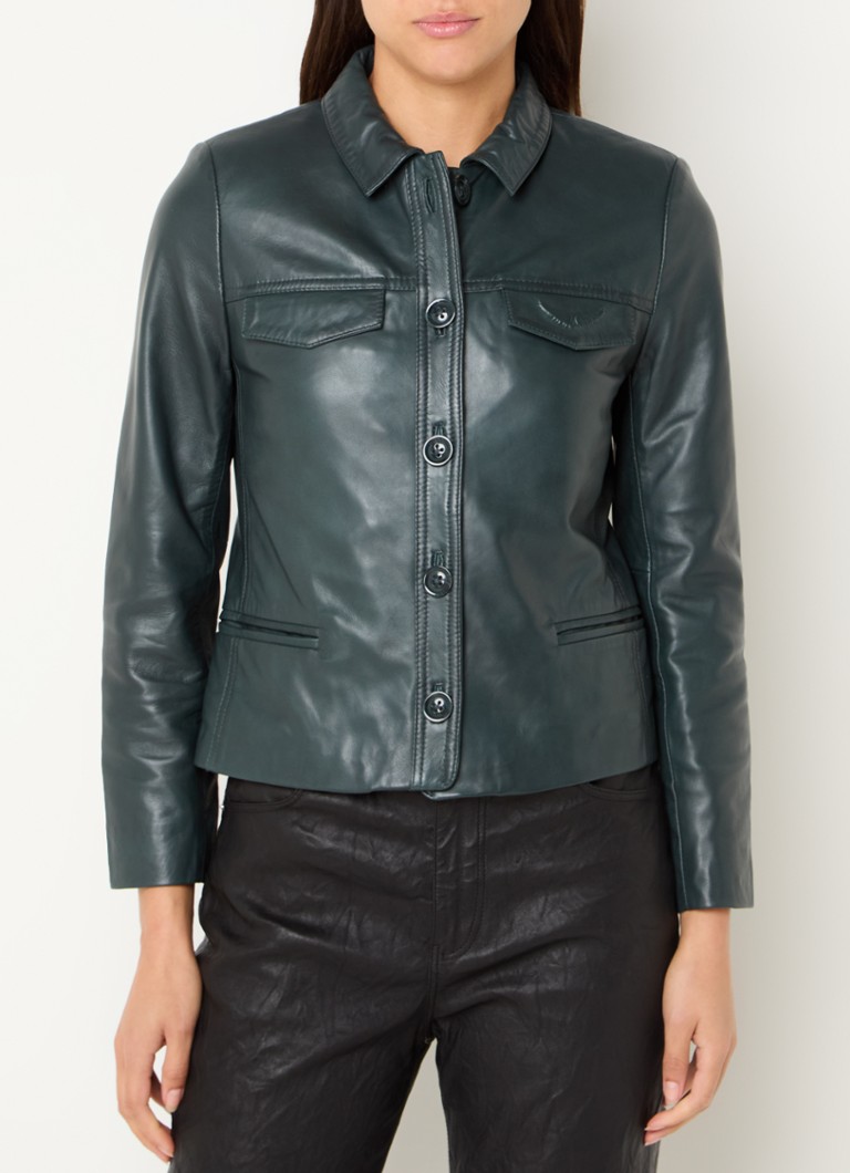 Zadig&Voltaire Liam lambskin jacket with shoulder pads and welt pockets