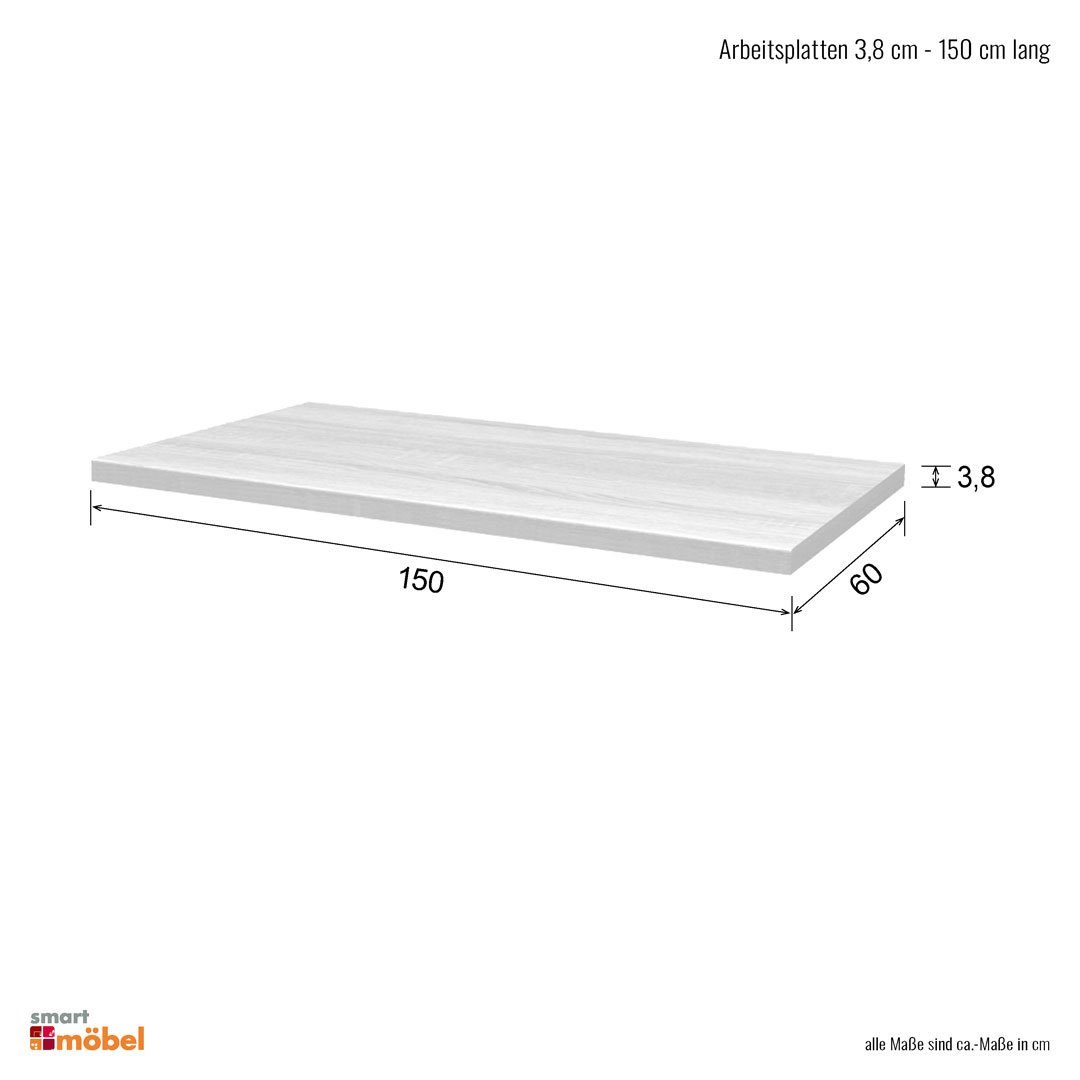 Flex-Well Arbeitsplatte - 150 x 60 x 3,8 cm - San Remo Eiche – Rodello/Lino