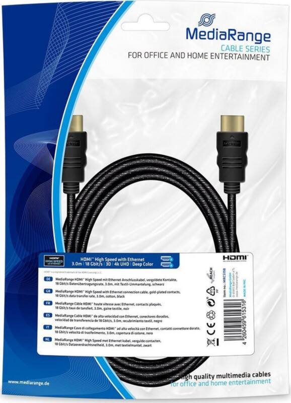 MediaRange HDMI-Kabel MRCS198 Schwarz