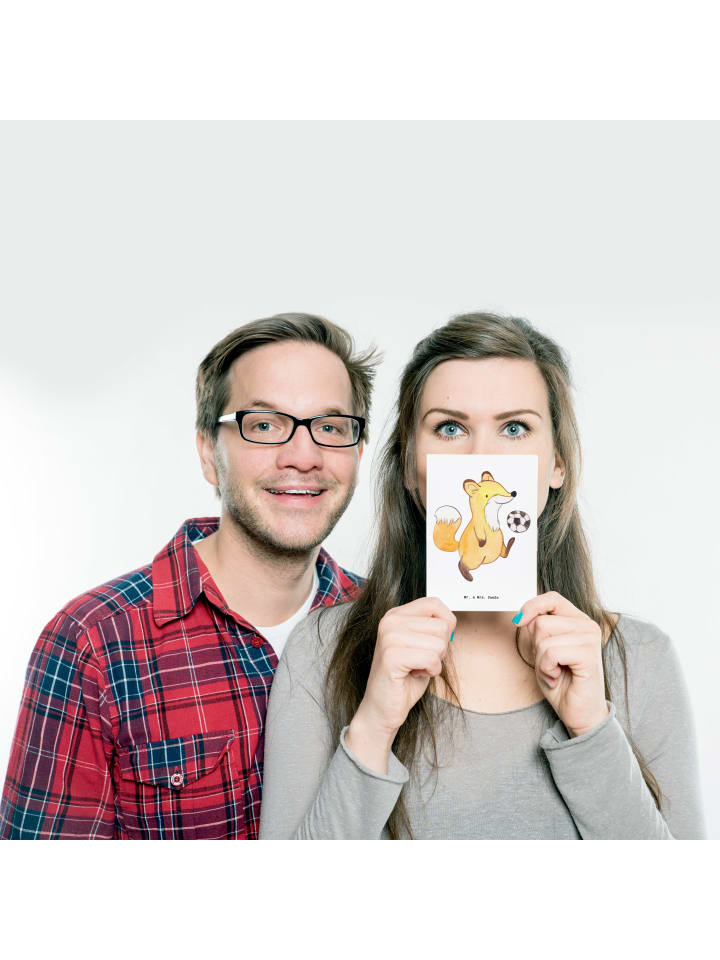 Mr. & Mrs. Panda Postkarte Fußballer Herz ohne Spruch in Weiß günstig kaufen onesize