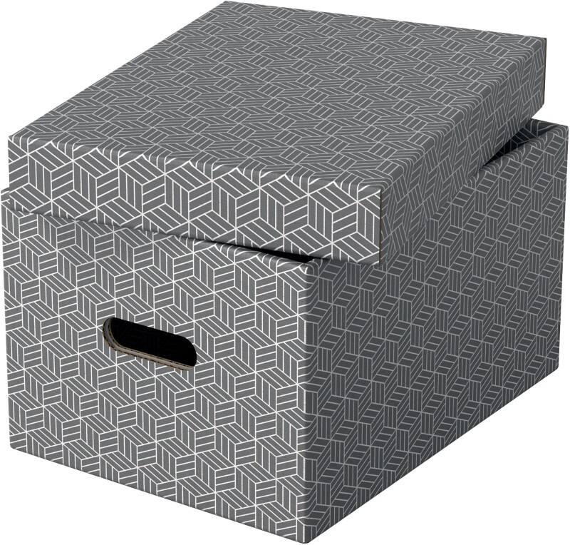 Esselte Home Aufbewahrungsbox 628283 Mittel 100% Recycelter Karton Grau 265 x 365 x 205 mm 3 Stück