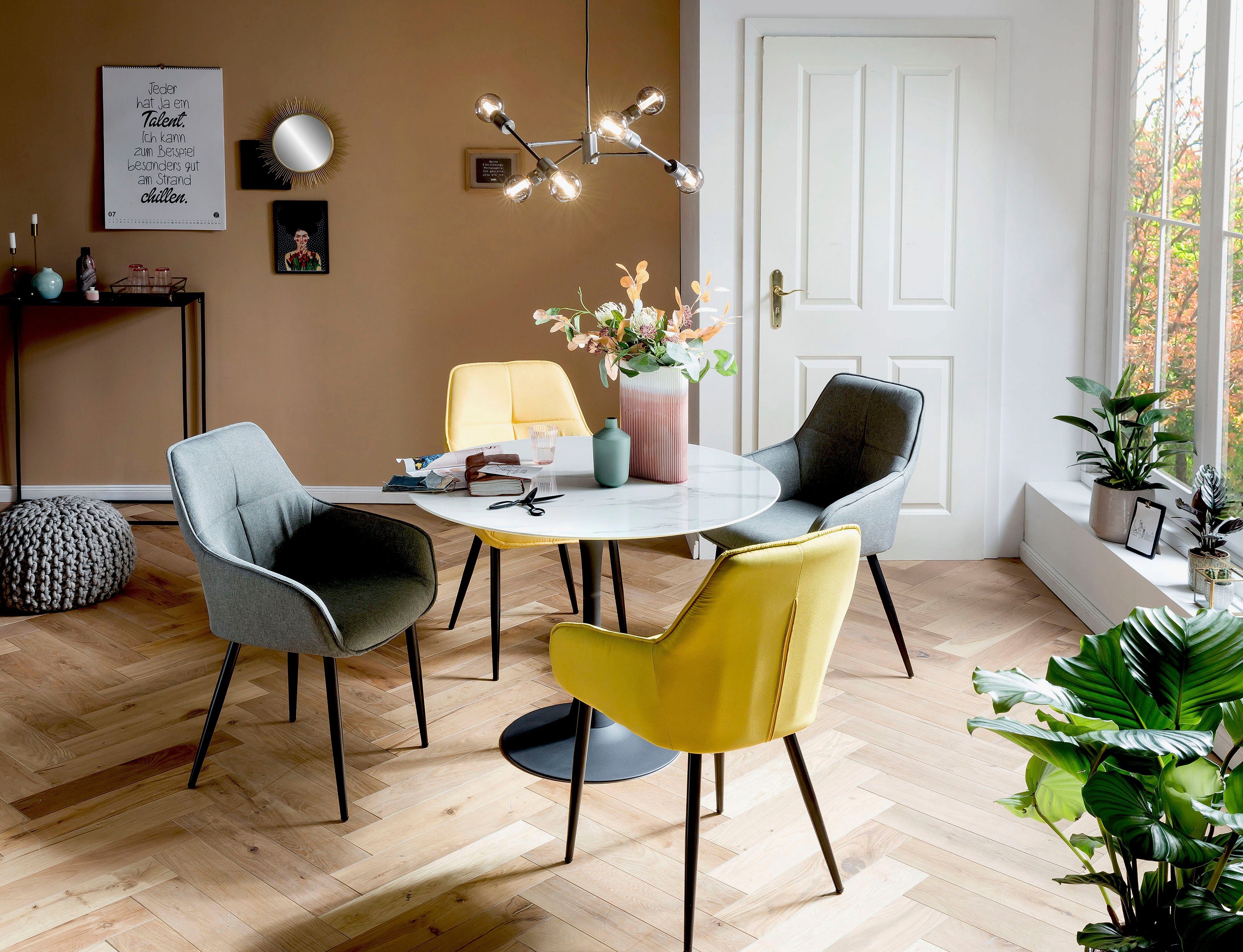 my home Esstisch Alannah, Tischplatte in Marmoroptik