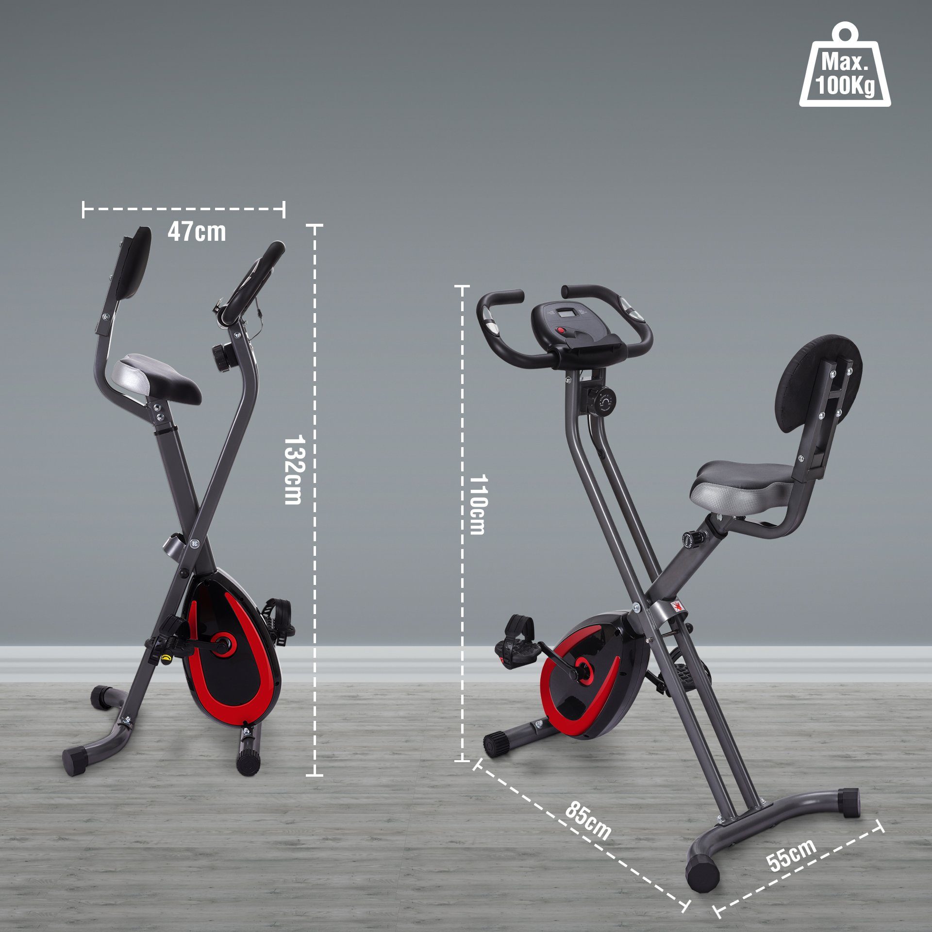 Zoomyo Heimtrainer 300B Fahrradtrainer mit Rückenlehne, Trainingscomputer & App, mühelos zusammenklappbar