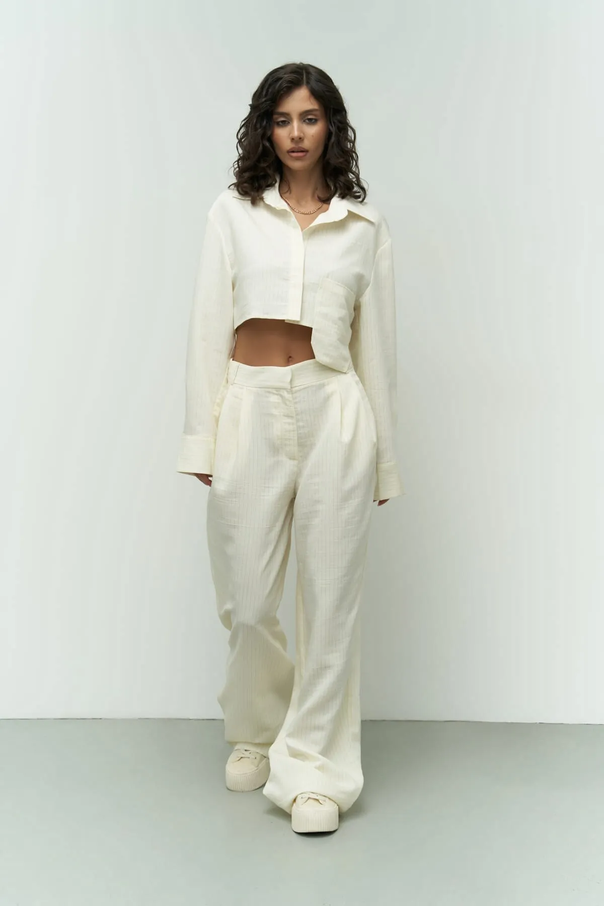 MAİ COLLECTİON  Valente – Kurzes Hemd-Hosen-Set in Ecru