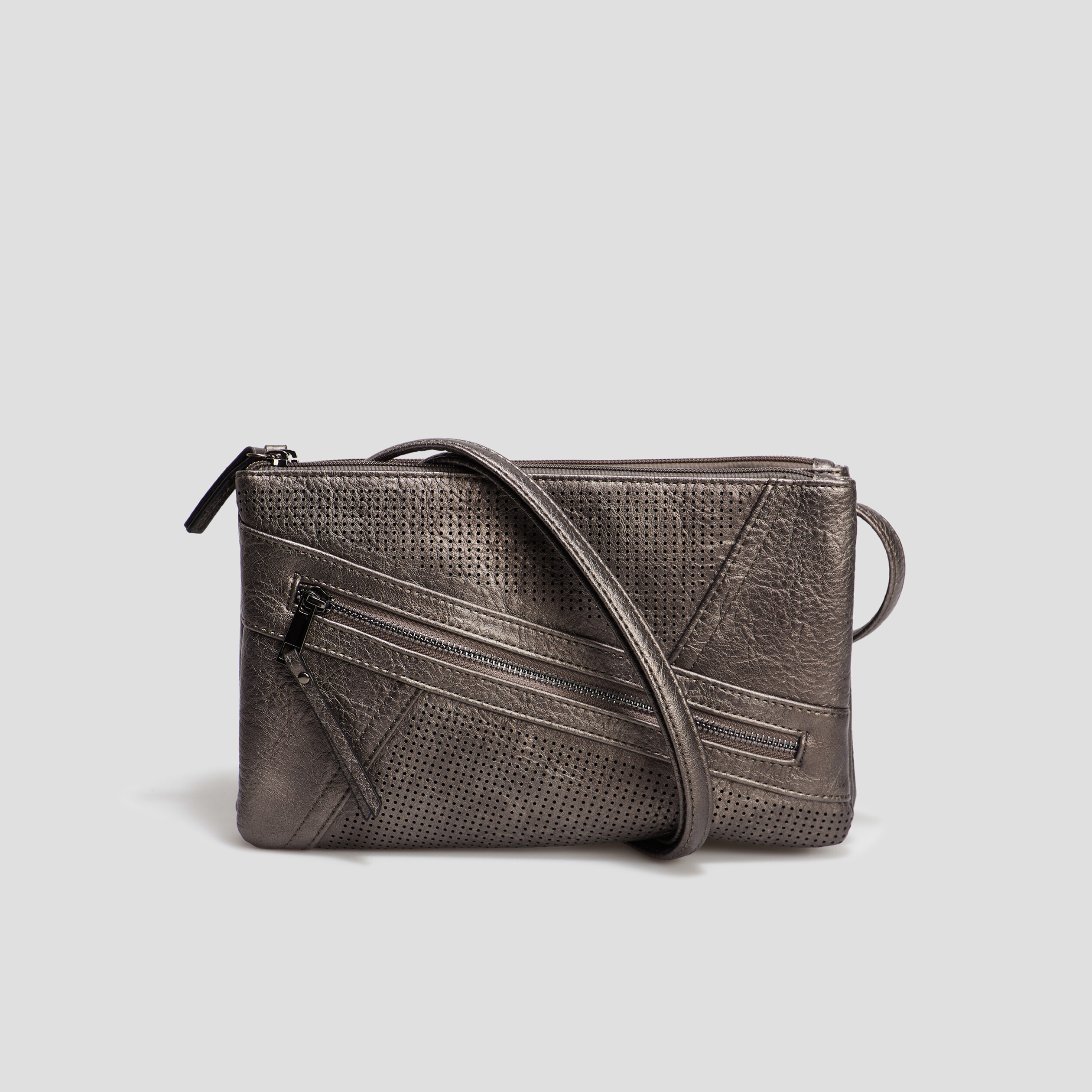 Sac bandoulière métallisé gris foncé femme | La Halle