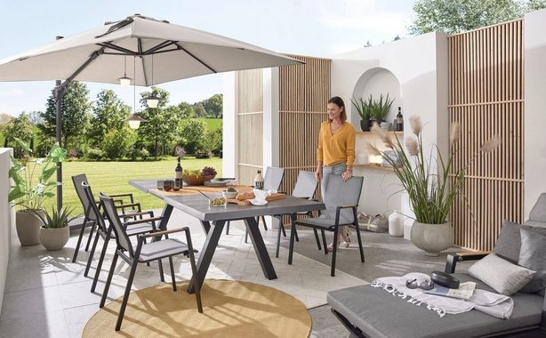 MONDO Gartensessel FERINA, Aluminium, Anthrazit, Grau, B 72 x T 59 cm (1-St), Rücken verstellbar, mit Sitz- und Rückenkissen