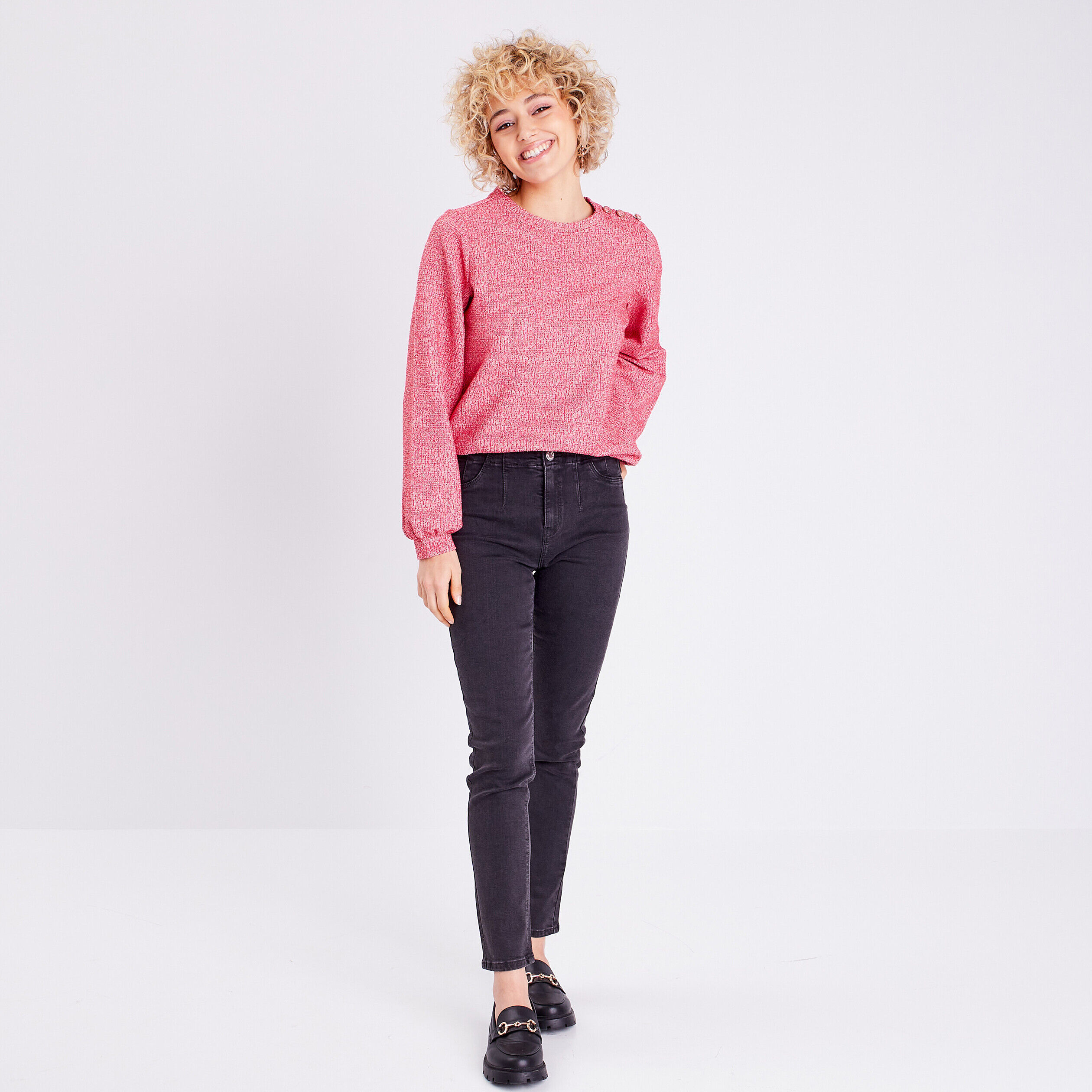 Sweat manches bouffantes rouge femme | Cache Cache
