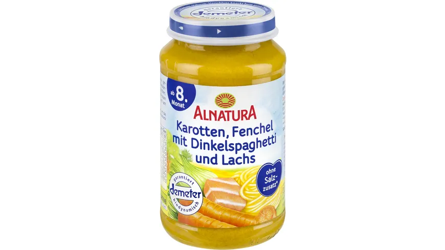 Alnatura Bio Karotte-Fench-Dinkelspaghetti-Lachs Babyläschen 220 g