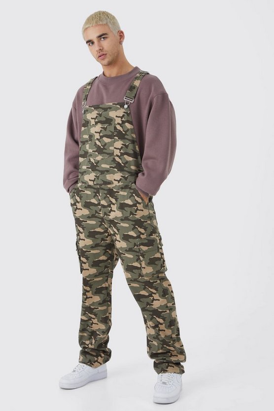 Lockere Camouflage Cargo-Latzhose