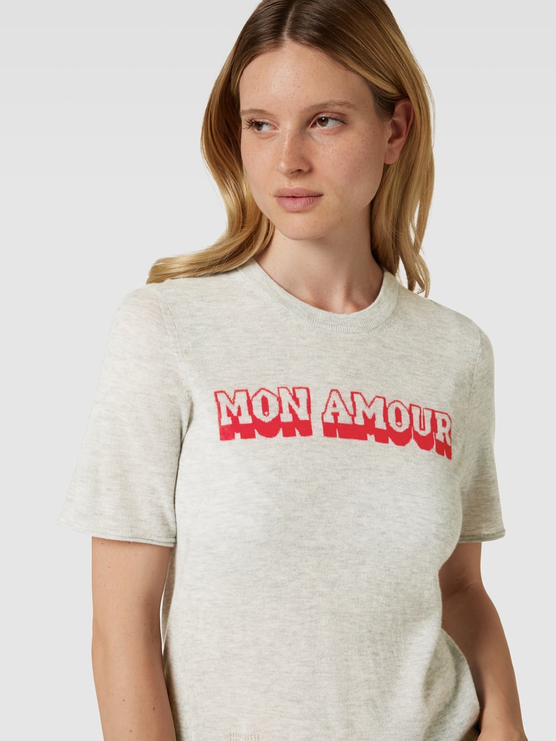 Strickshirt aus Kaschmir Modell 'MON AMOUR' in beige meliert