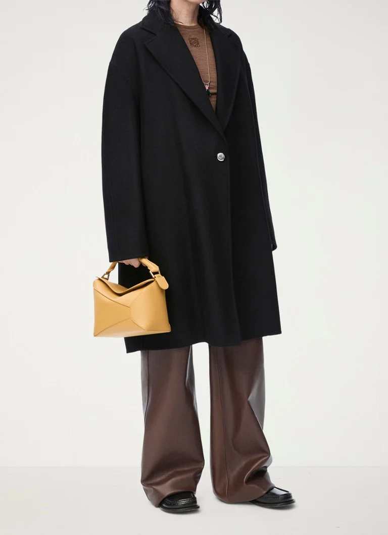 LOEWE Wool long-sleeved shirt with logo embroidery