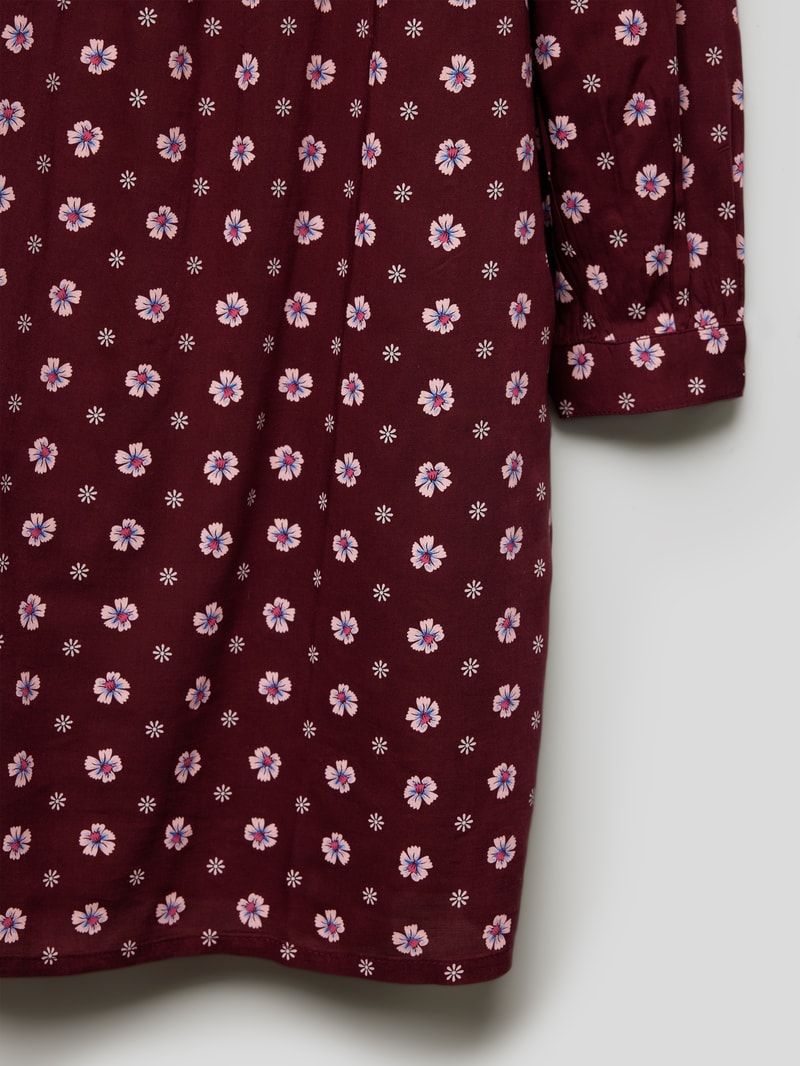 Kleid mit floralem Allover-Muster in bordeaux rot