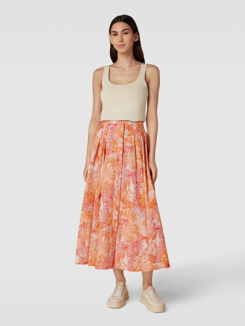Midirock mit Allover-Muster Modell 'PALLA' in orange
