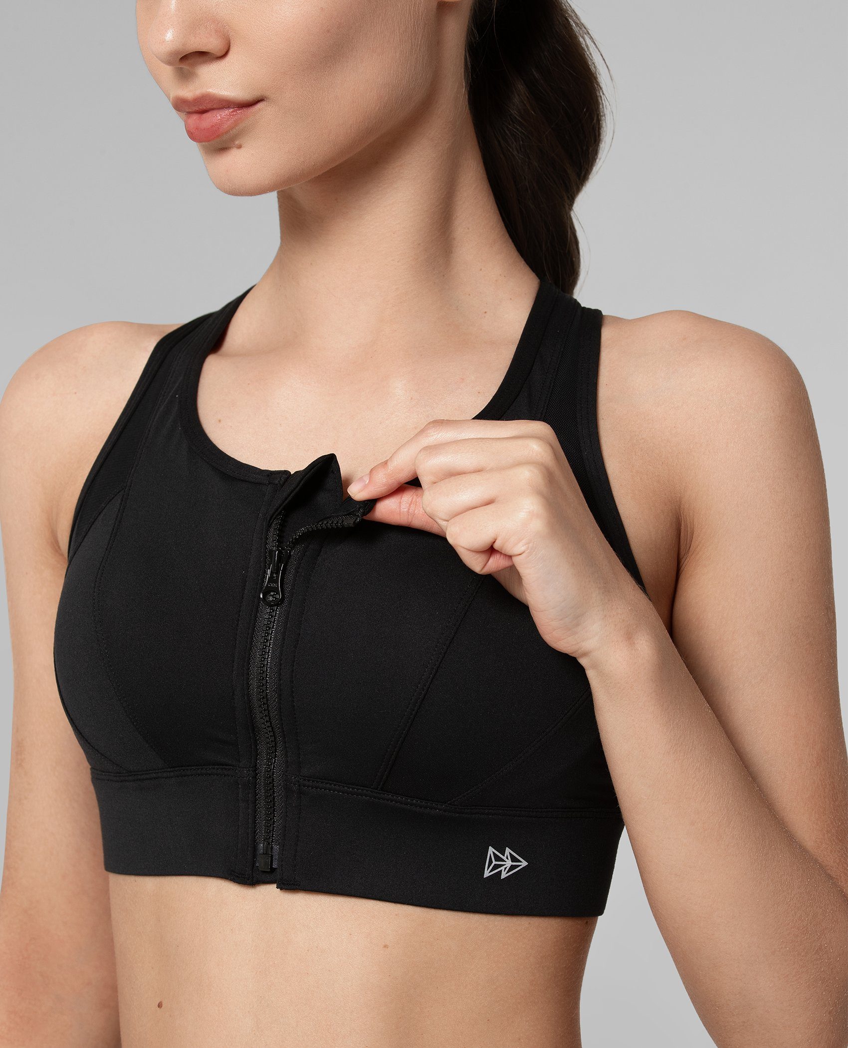 Yvette Sport-BH mit YKK Reißverschluss vorne, Mesh Ringerrücken, E100556A19