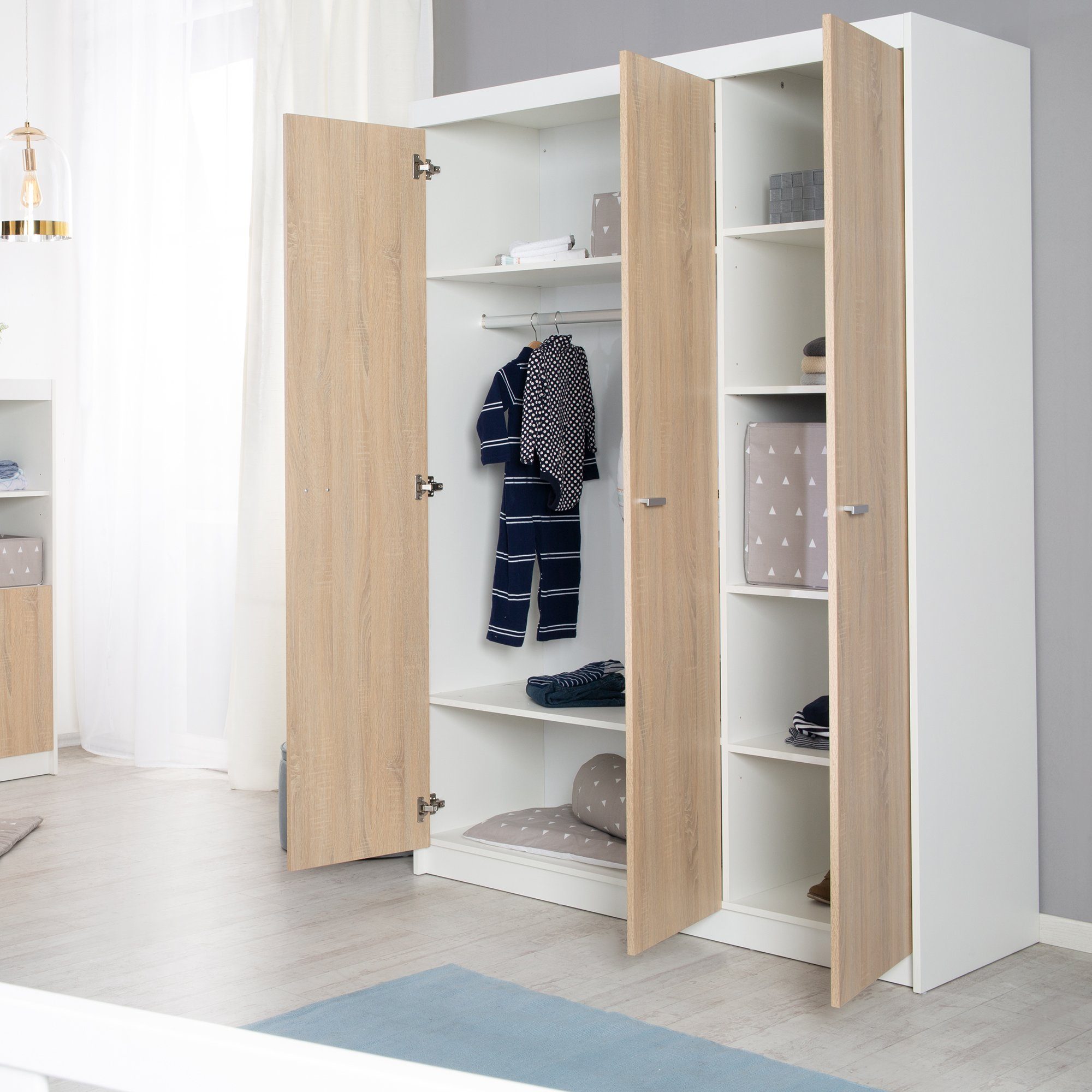 roba® Babyzimmer-Komplettset Gabriella, Gitterbett, breite Wickelkommode & Schrank 3-türig