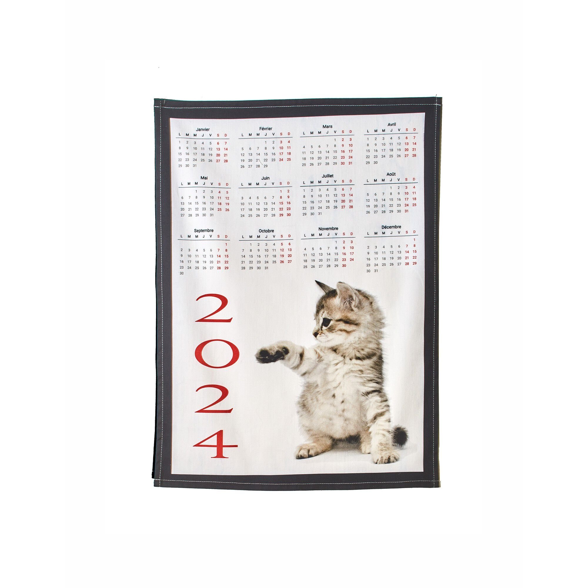 Torchon calendrier 2024 animaux