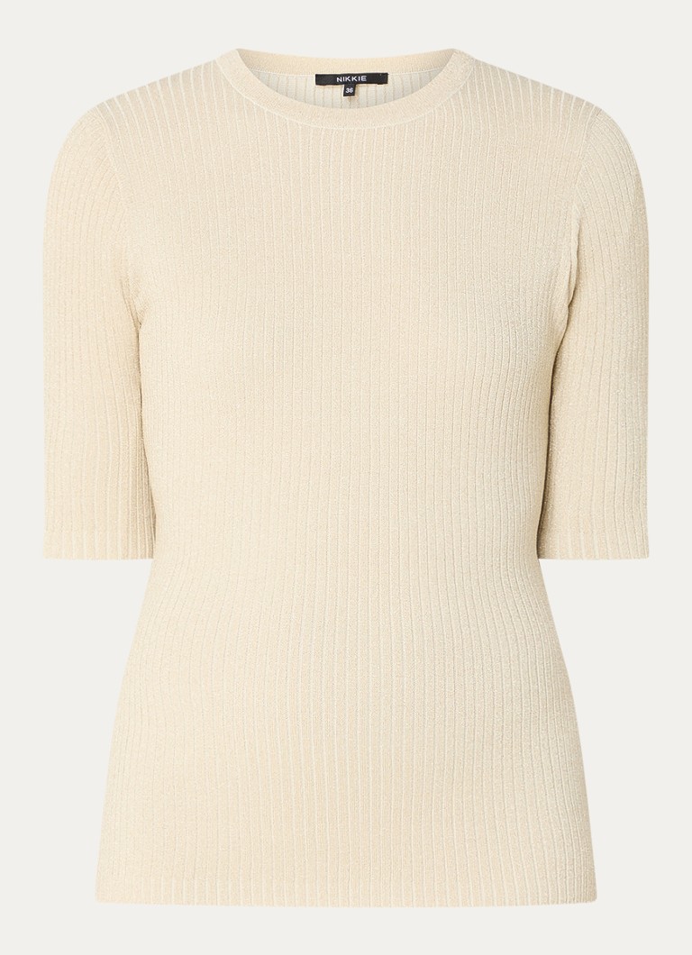 NIKKIE Eveline ribbed knit top with lurex