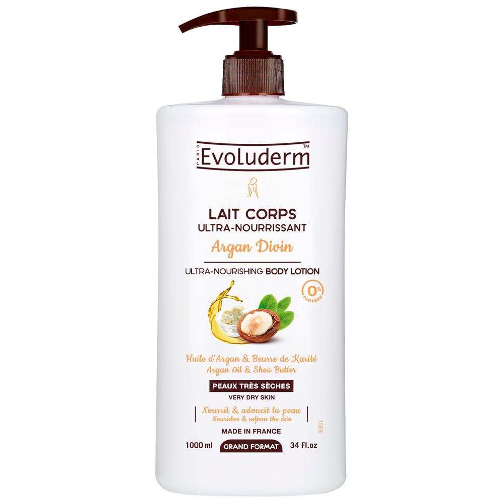 evoluderm Argan Divin Lait Corps Ultra-Nourrissant - 1000 ml